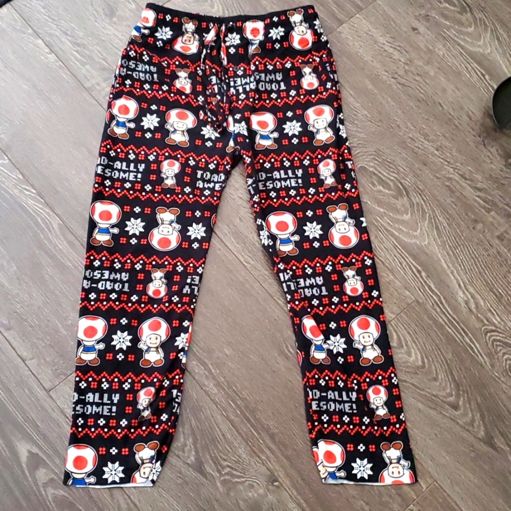 Official Nintendo Super Mario Toad "Toadally Awesome!" Christmas Lounge Pants!